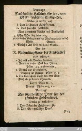 Nachmittagsfeyer des Friedensfest wird gesungen: