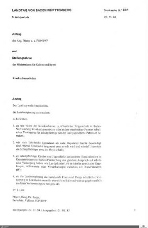 Drucksachen 801-950: Anträge, Anfragen, Gesetzentwürfe