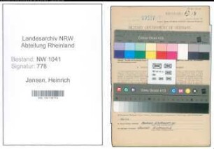 Entnazifizierung Heinrich Jansen , geb. 23.08.1903 (Strassenwaerter)