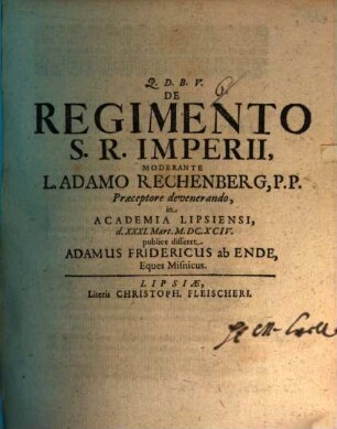 De regimento S. R. Imperii