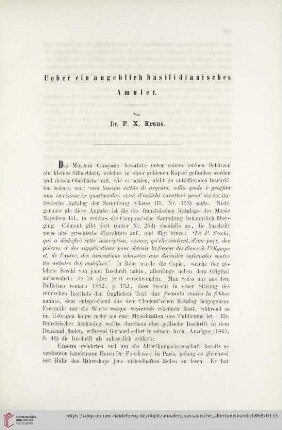 9: Ueber ein angeblich basilidianisches Amulet