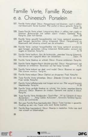 Famille Verte, Famille Rose e.a. chineesch porselein (Nr. 327-385)