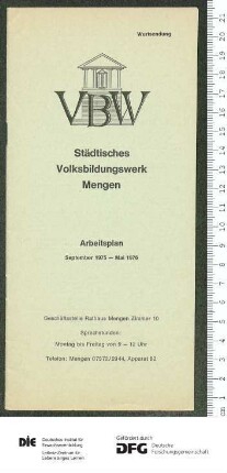 Programm Jahr 1975/1976