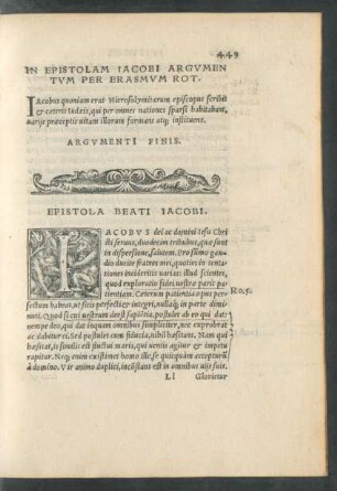 In Epistolam Iacobi Argumentum Per Erasmum Rot.
