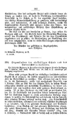 Organisation der einklassigen Schule und des Unterrichts in derselben : [V. Elementarschulwesen]