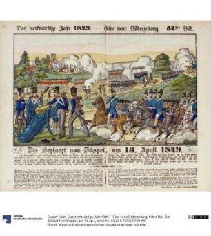 Das merkwürdige Jahr 1849. – Eine neue Bilderzeitung. 54tes Bild. Die Schlacht von Düppel, am 13. April 1849.