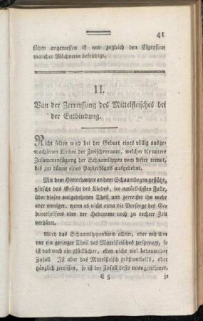 II. Von der Zerreissung des Mittelfleisches bei der Entbindung