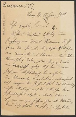 Brief an B. Schott's Söhne : 18.01.1911