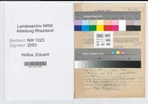 Entnazifizierung Eduard Hofius , geb. 20.01.1898 (Arzt)