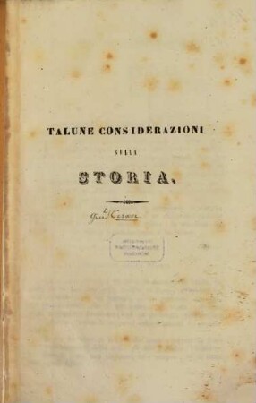 Talune considerazioni sulla storia