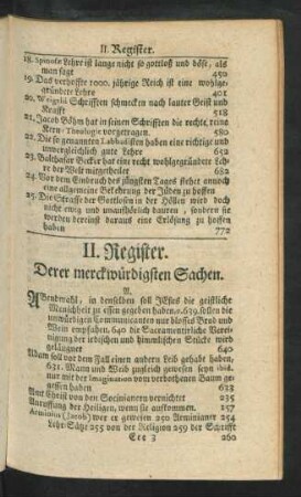 II. Register. Derer merckwürdigsten Sachen.