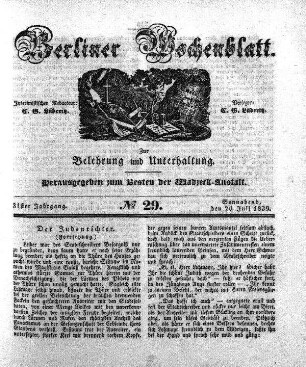 No. 29, Sonnabend, den 20. Juli 1839.