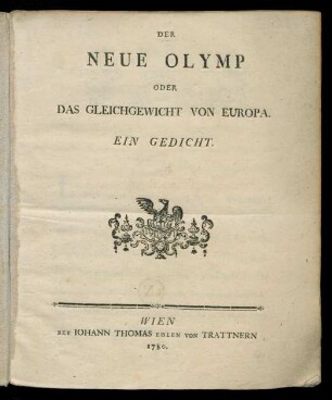 Der Neue Olymp Oder Das Gleichgewicht Von Europa : Ein Gedicht
