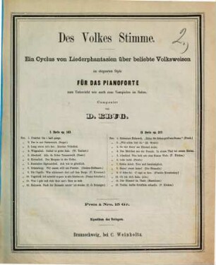 Des Volkes Stimme : e. Cyclus von Liederphantasien über beliebte Volksweisen im eleganten Style ; für d. Pianoforte zum Unterricht wie auch zum Vorspielen im Salon ; I. Serie op. 163, 2. Das is mei Oesterreich
