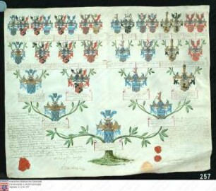 Ahnenprobe des August Ferdinand v. Merveldt z. Huxdick u. Lembock. - ausgefertigt 1765 März 13