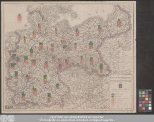Karte der Wahlergebnisse : für die Verfassunggebende Deutsche Nationalversammlung auf "Liebenow, Eisenbahn- und Reisekarte vom Deutschen Reiche"