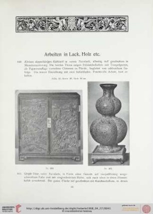 Arbeiten in Lack, Holz (Nr. 460-468)