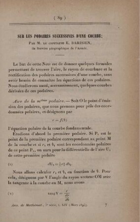 Sur les podaires successives d'une courbe.