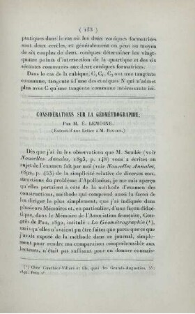 Considérations sur la géométrographie.