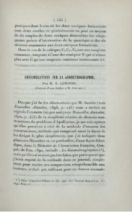 Considérations sur la géométrographie.