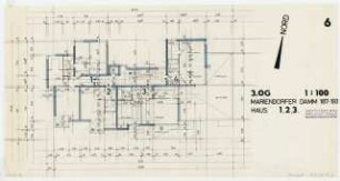 Wohn- und Geschäftshäuser Mariendorfer Damm 187-193, Berlin-Mariendorf: Grundriss 3. Obergeschoss 1:100