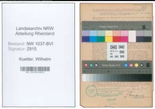 Entnazifizierung Wilhelm Koetter , geb. 01.04.1908 (Ingenieur)