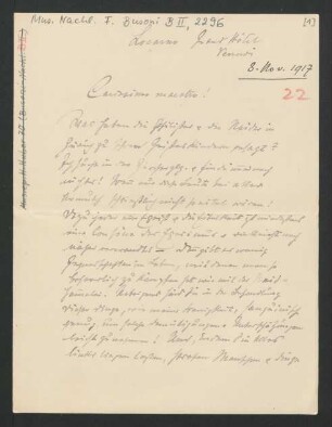Brief an Ferruccio Busoni : 08.11.1917