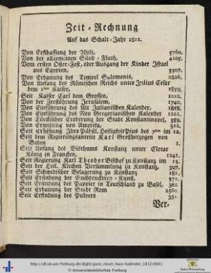Zeit-Rechnung auf das Schalt-Jahr 1812.