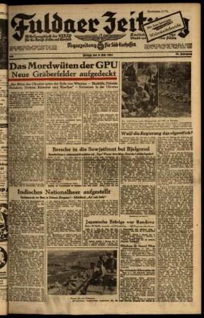 Ausgabe vom Freitag, den 09. Juli 1943.