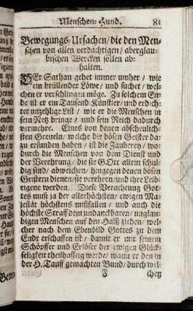 Bewegungs-Ursachen/die den Menschen von allen verdächtigen/ aberglaubischen Wercken sollen abhalten. - Von denen vermeinten Wundern/...