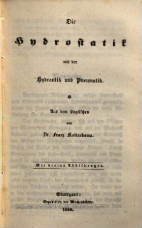 Die Hydrostatik mit der Hydraulik und Pneumatik