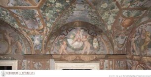 Freskierte Loggiendekoration, Putti, die mit einem Schwan spielen
