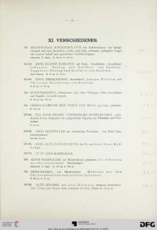 XI. Verschiedenes (Nr. 560-593)