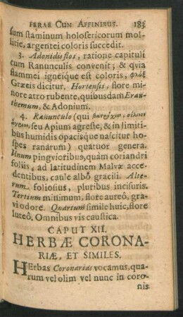 Caput XII. Herbae Coronariae, et Similes.