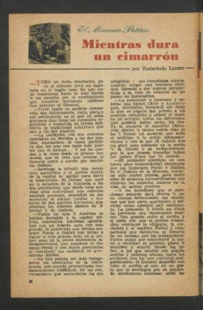 Mientras dura un cimarrón : El momento político