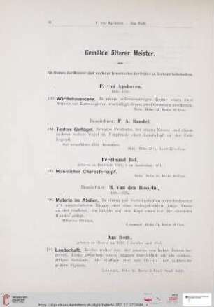 Gemälde älterer Meister (Nr. 193 - 289)
