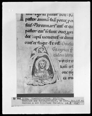 Homilien aus Springiersbach — Initiale A mit Halbfigur Christi, Folio 137verso
