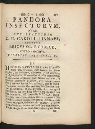 Pandora Insectorum, ...