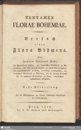 Abth. 1: Tentamen Florae Bohemiae