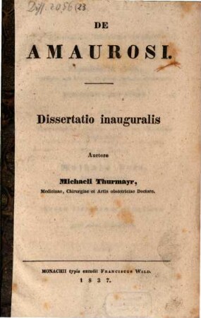 De amaurosi : diss. inaug.