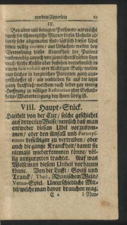 VIII. Haupt-Stück. Handelt von der Cur/ ...