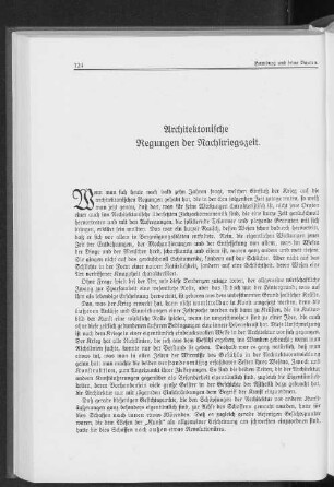 Architektonische Regungen der Nachkriegszeit.