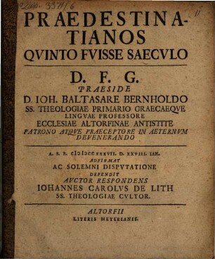 Praedestinatianos quinto fuisse saeculo