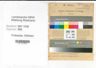 Entnazifizierung Wilhelm Froboese , geb. 01.09.1890 (Schmied)