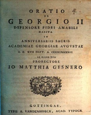 Oratio de Georgio II. defensore fidei amabili