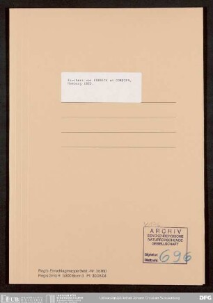 Brief des Freiherrn von Esebeck an Carl Wilhelm Cordier zu entomologischen Themen