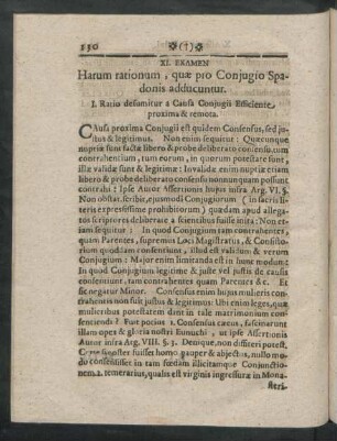 XI. Examen Harum rationum, quae pro Coniugio Spadonis adducuntur.