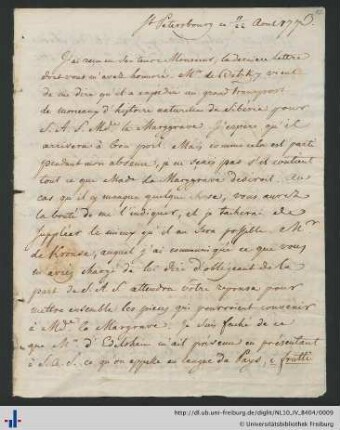 Brief vom 11/22.08.1773.