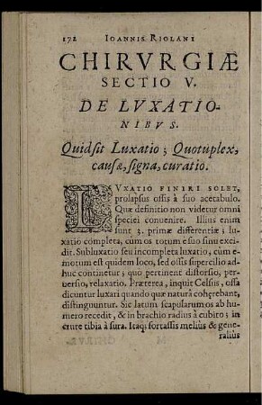 Chirurgiae Sectio V. De Luxationibus