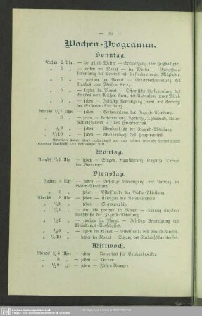 Wochen-Programm